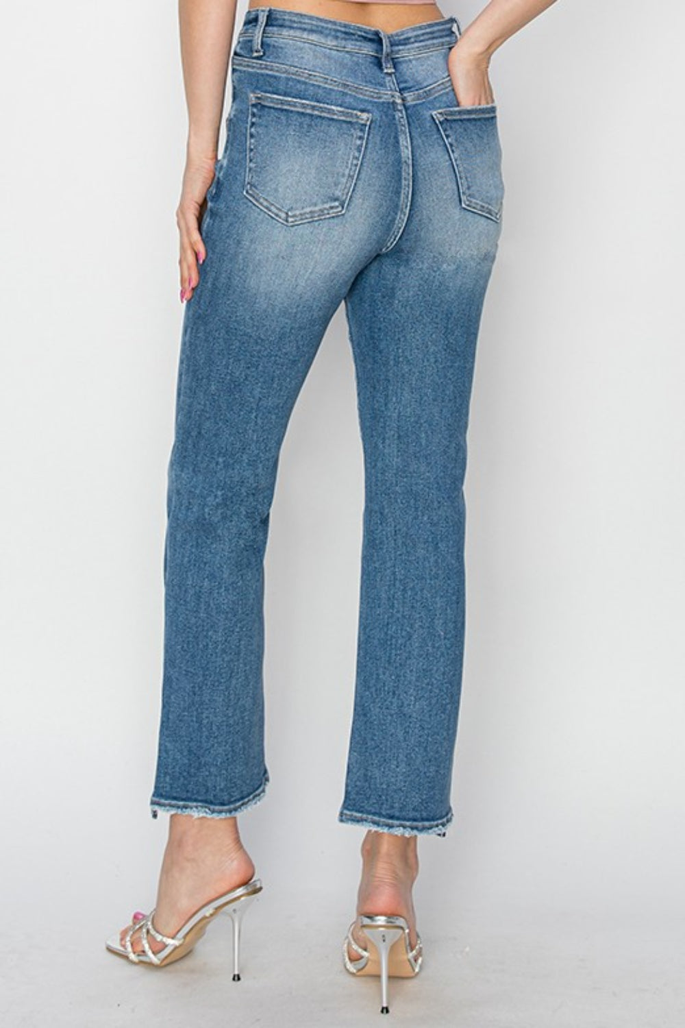 Ava High Rise Slim Straight Cropped Jeans