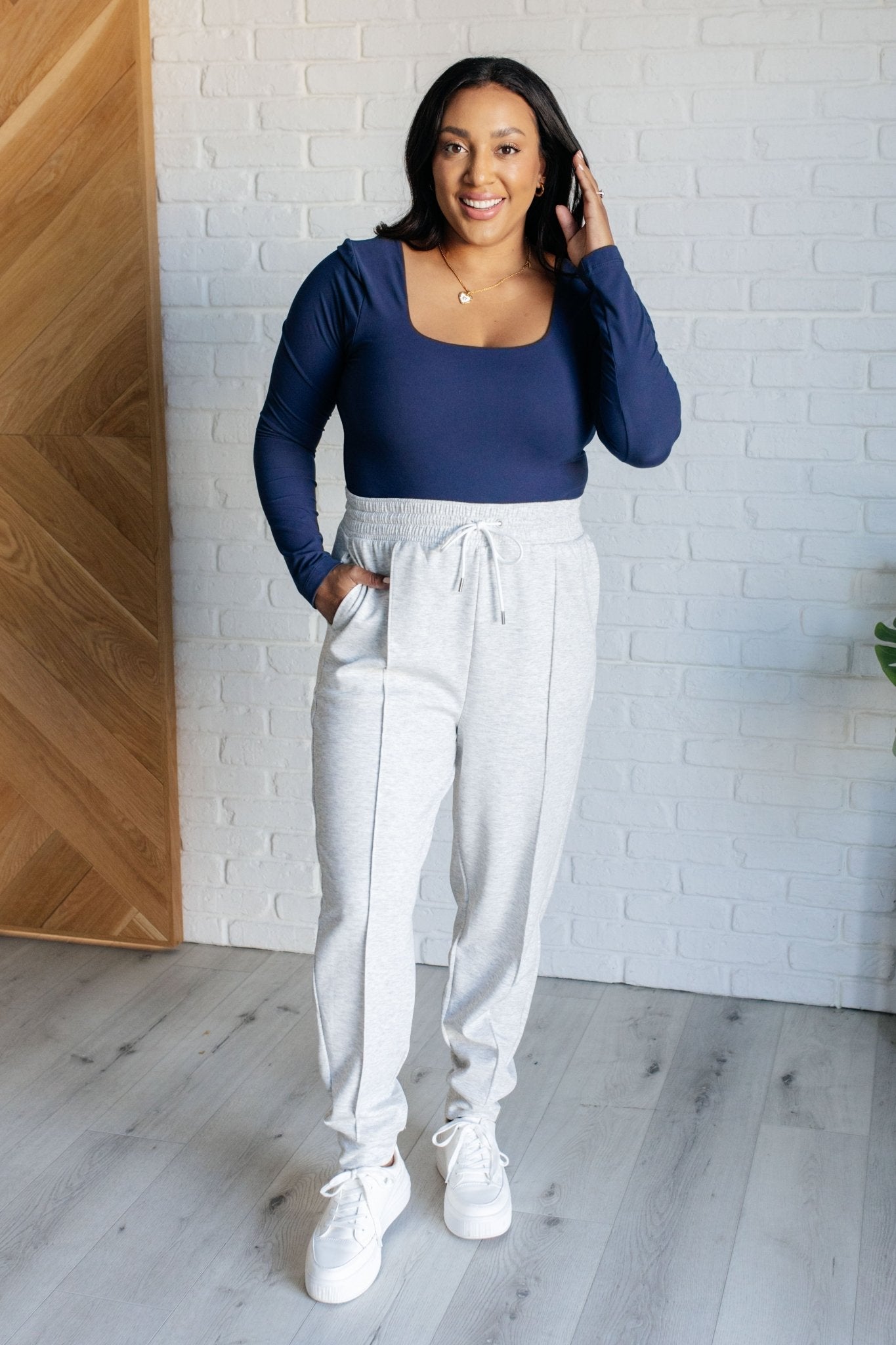 Center Seam Scuba Joggers in Heather Grey - Driftwood Boutique