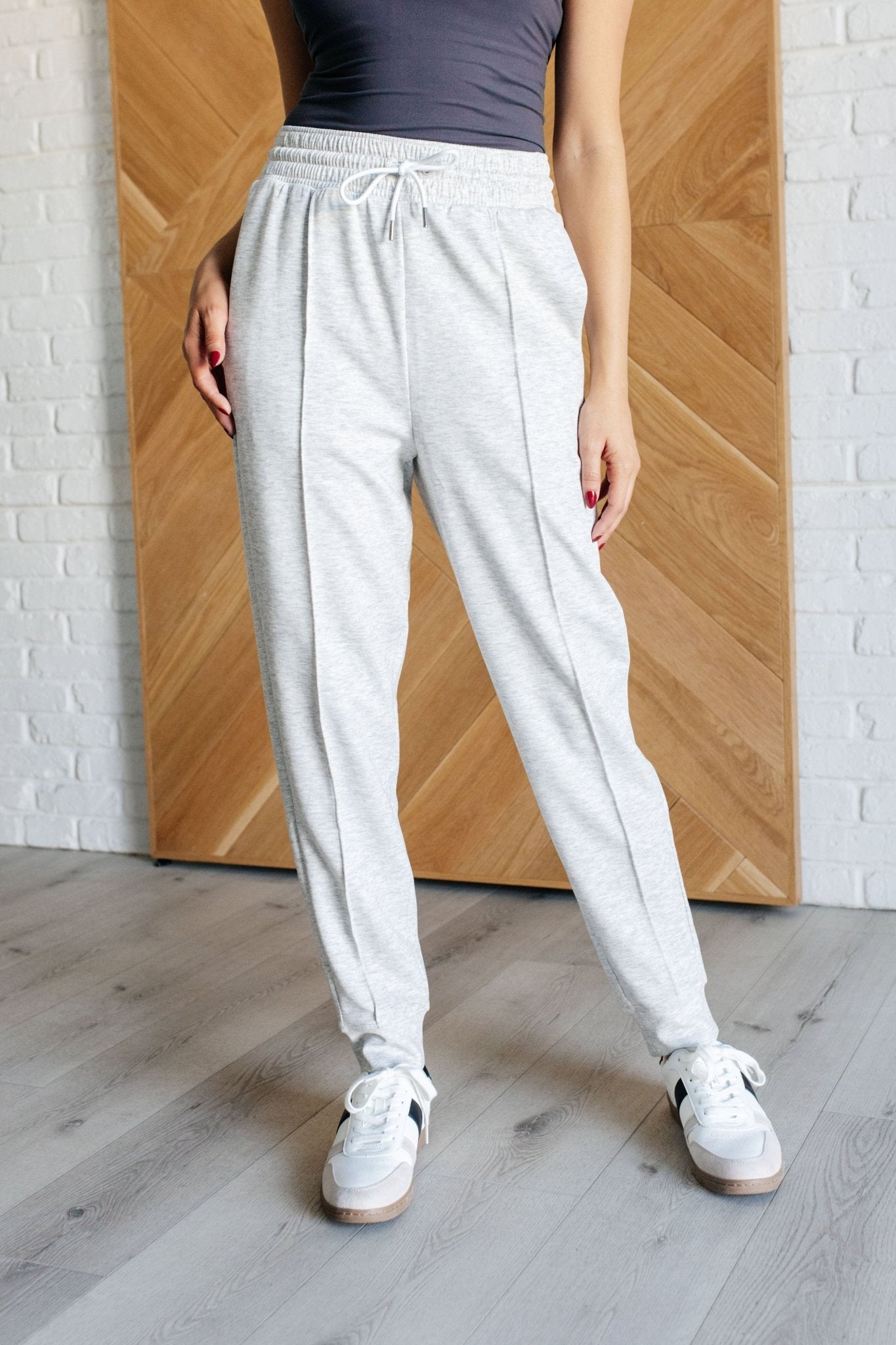 Center Seam Scuba Joggers in Heather Grey - Driftwood Boutique
