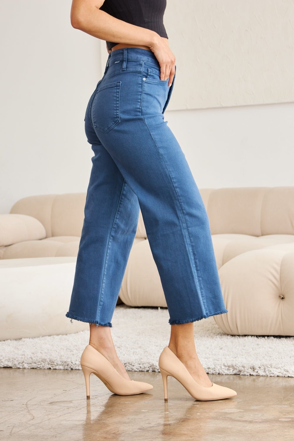 Chloe Tummy Control High Waist Raw Hem Jeans - Driftwood Boutique