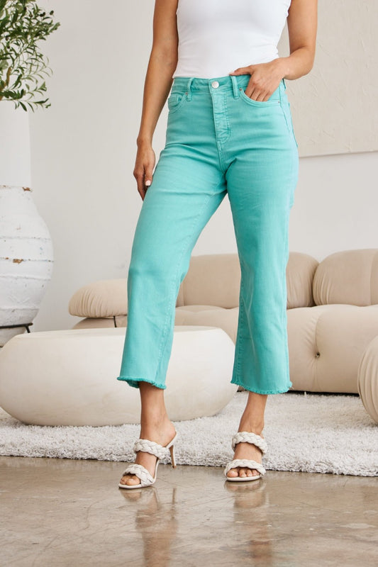 Chloe Tummy Control High Waist Raw Hem Jeans - Driftwood Boutique
