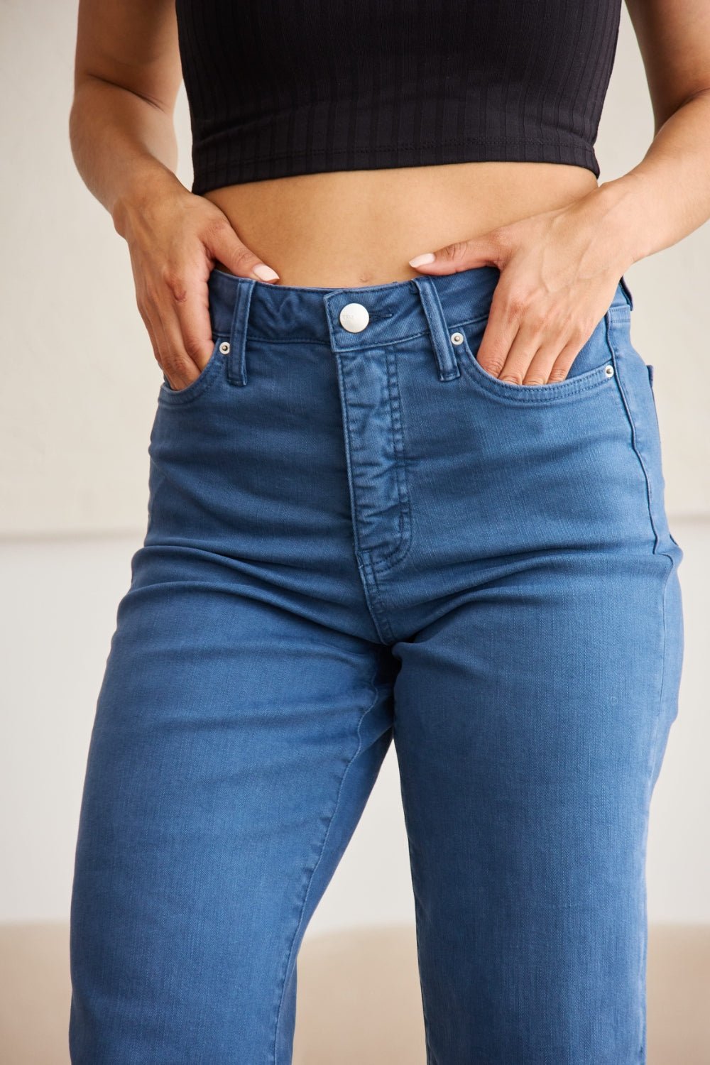 Chloe Tummy Control High Waist Raw Hem Jeans - Driftwood Boutique