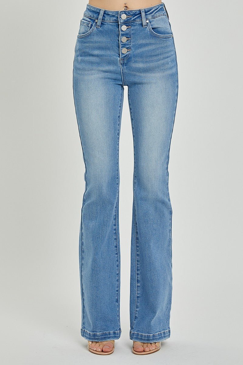 Chrissy High Rise Button Fly Bootcut Jeans - Driftwood Boutique