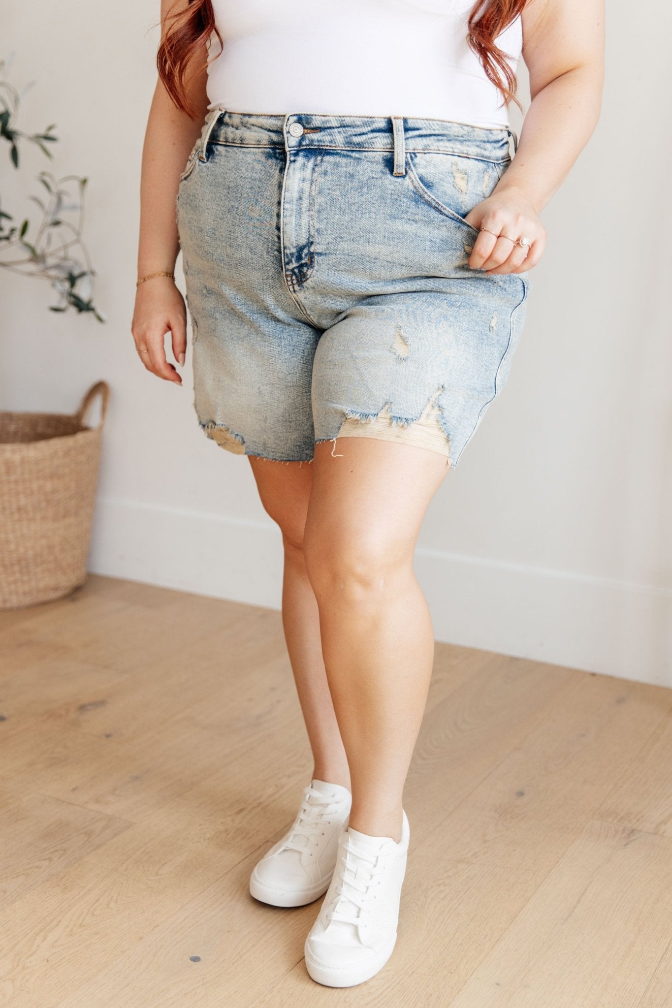 Cindy High Rise Mineral Wash Distressed Boyfriend Shorts - Driftwood Boutique