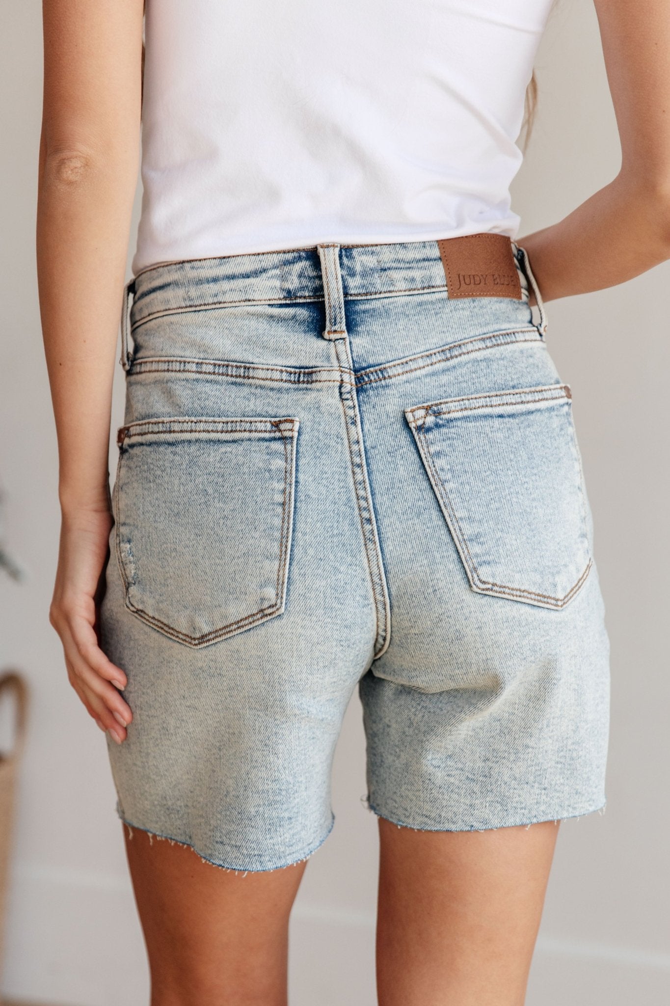 Cindy High Rise Mineral Wash Distressed Boyfriend Shorts - Driftwood Boutique