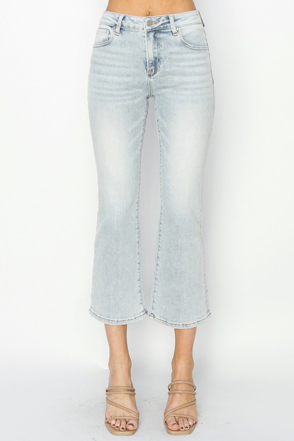 Clare Mid Rise Cropped Flare Jeans - Driftwood Boutique