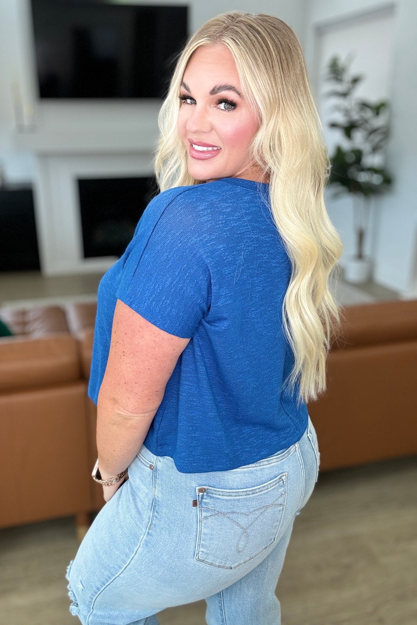 Classic Comfort V - Neck Top in Classic Blue - Driftwood Boutique