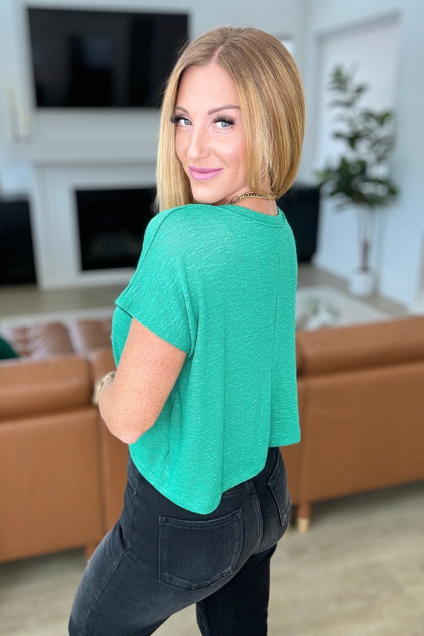 Classic Comfort V - Neck Top in Kelly Green - Driftwood Boutique
