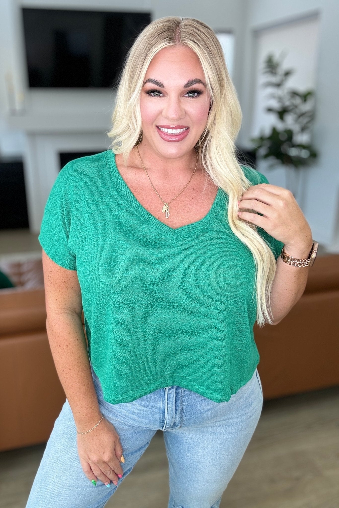 Classic Comfort V - Neck Top in Kelly Green - Driftwood Boutique