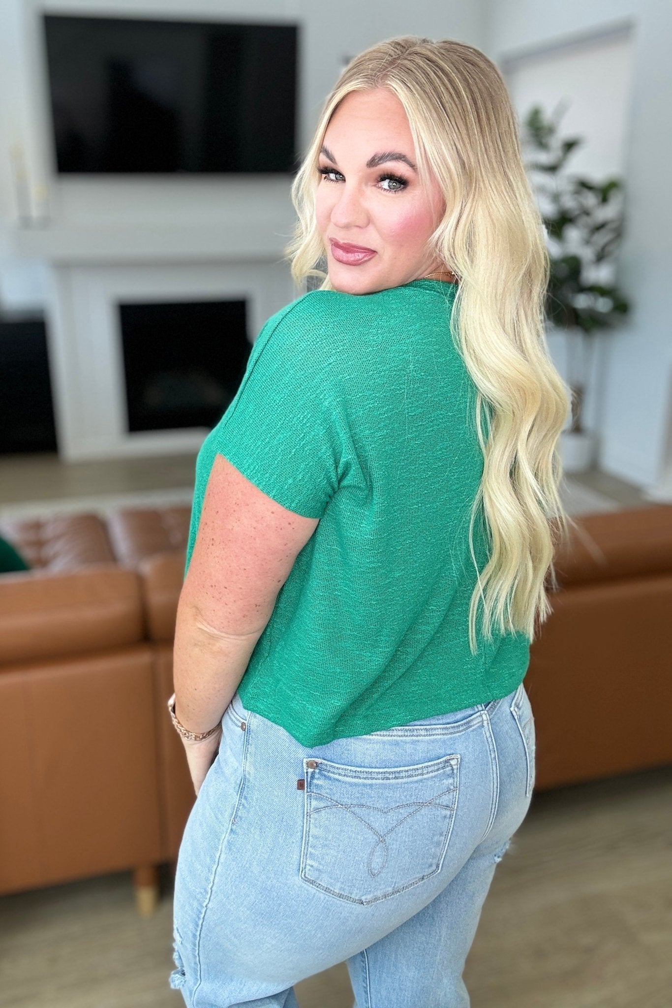 Classic Comfort V - Neck Top in Kelly Green - Driftwood Boutique