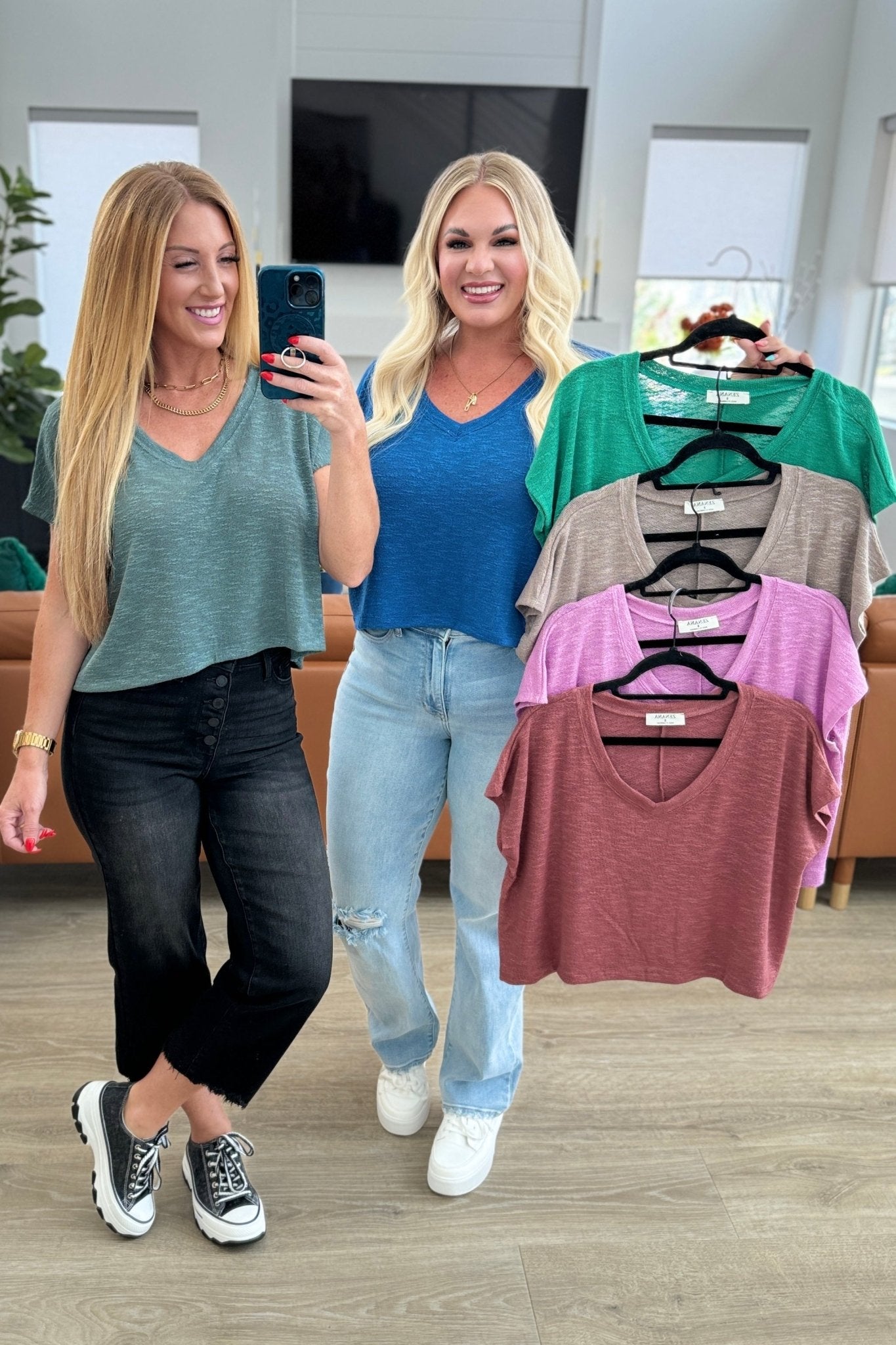Classic Comfort V - Neck Top in Kelly Green - Driftwood Boutique