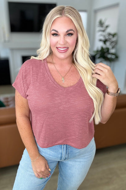 Classic Comfort V - Neck Top in Winter Rose - Driftwood Boutique