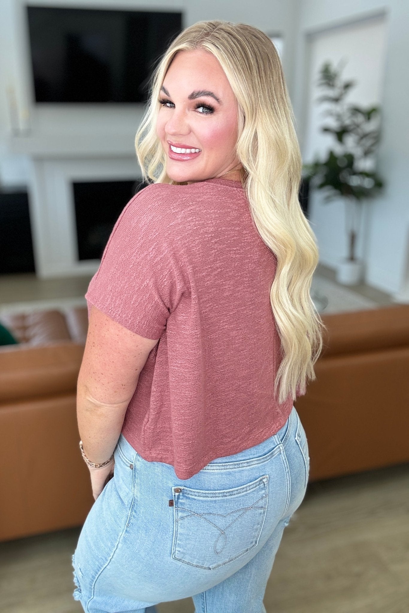 Classic Comfort V - Neck Top in Winter Rose - Driftwood Boutique