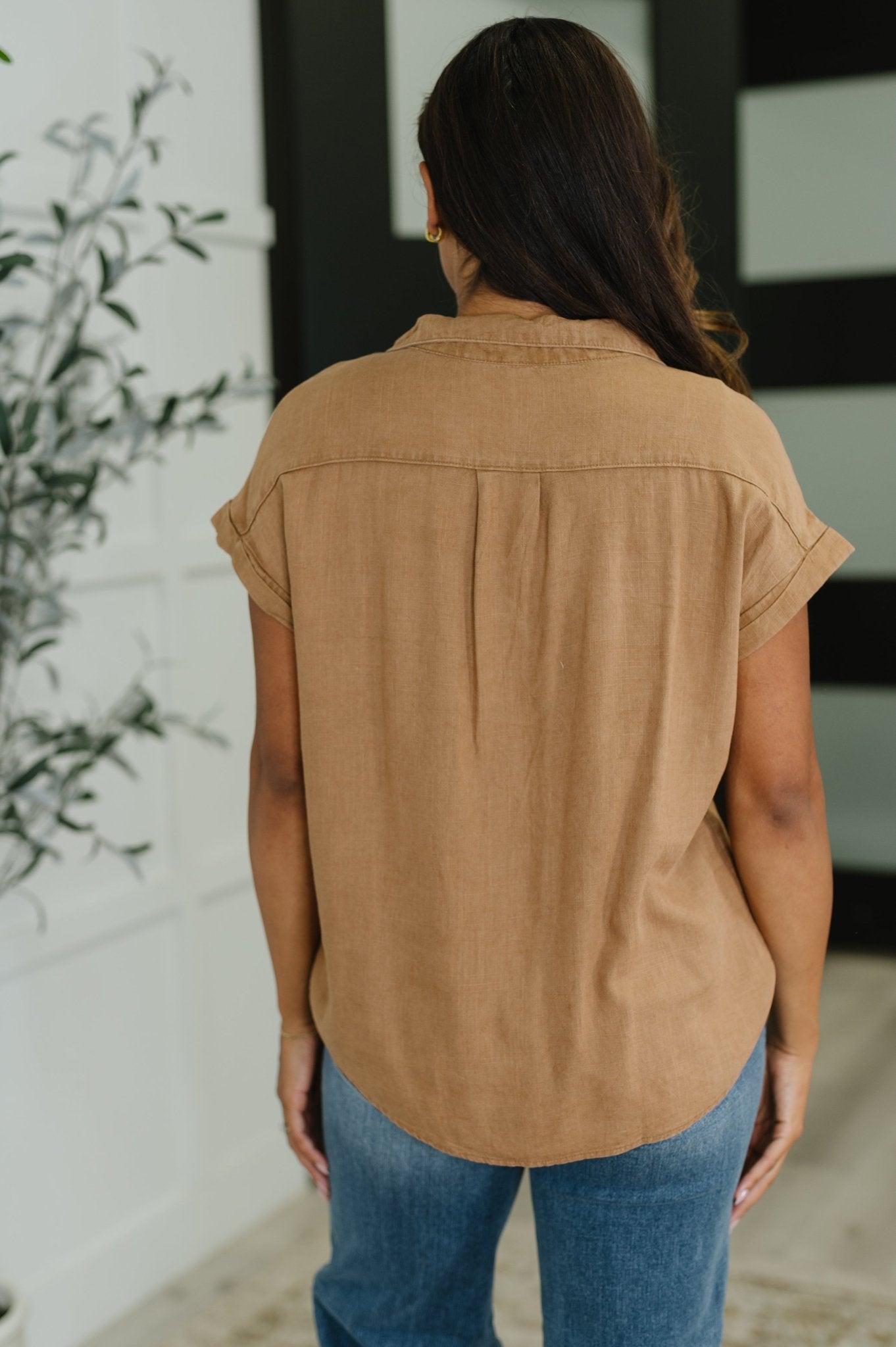 Cloud Nine to Five Button Down Blouse in Deep Camel - Driftwood Boutique