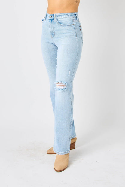 Colton High Rise Cheeky Distressed Straight Jean - Driftwood Boutique