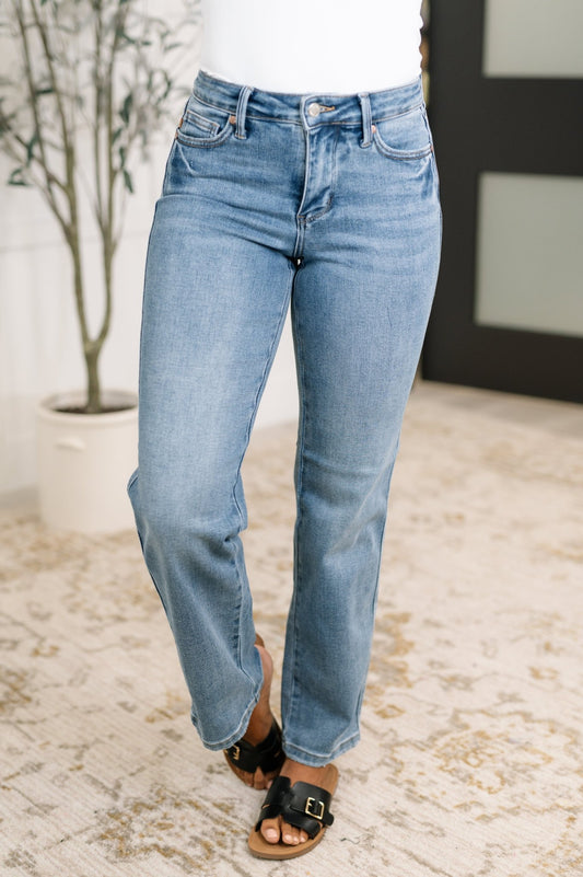 Corrine Mid Rise Control Top Vintage Straight Jeans - Driftwood Boutique