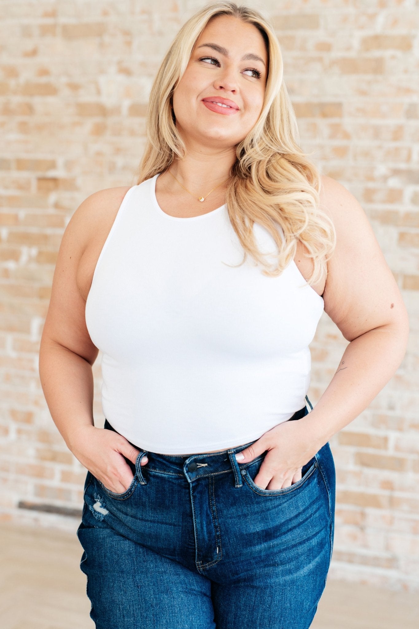 Cream of the Crop Rib Knit Tank Top in White - Driftwood Boutique