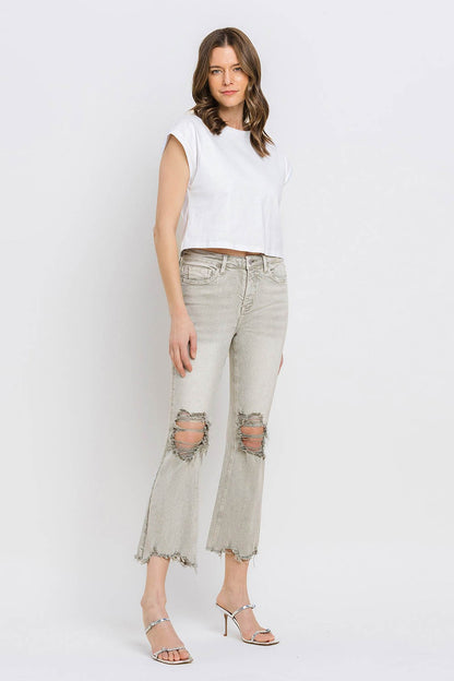 Mya Raw Hem Cropped Flare Jeans