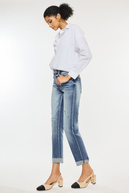 Estelle High Rise Cuffed Straight Jeans