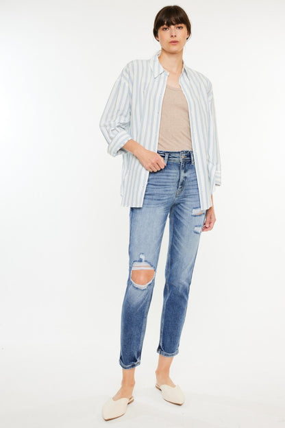 Danielle High Rise Distressed Mom Jeans