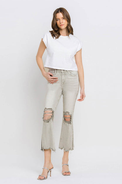 Mya Raw Hem Cropped Flare Jeans