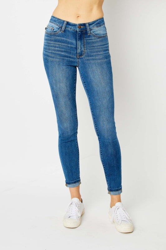 Britt Mid Rise Cuffed Hem Skinny Jeans