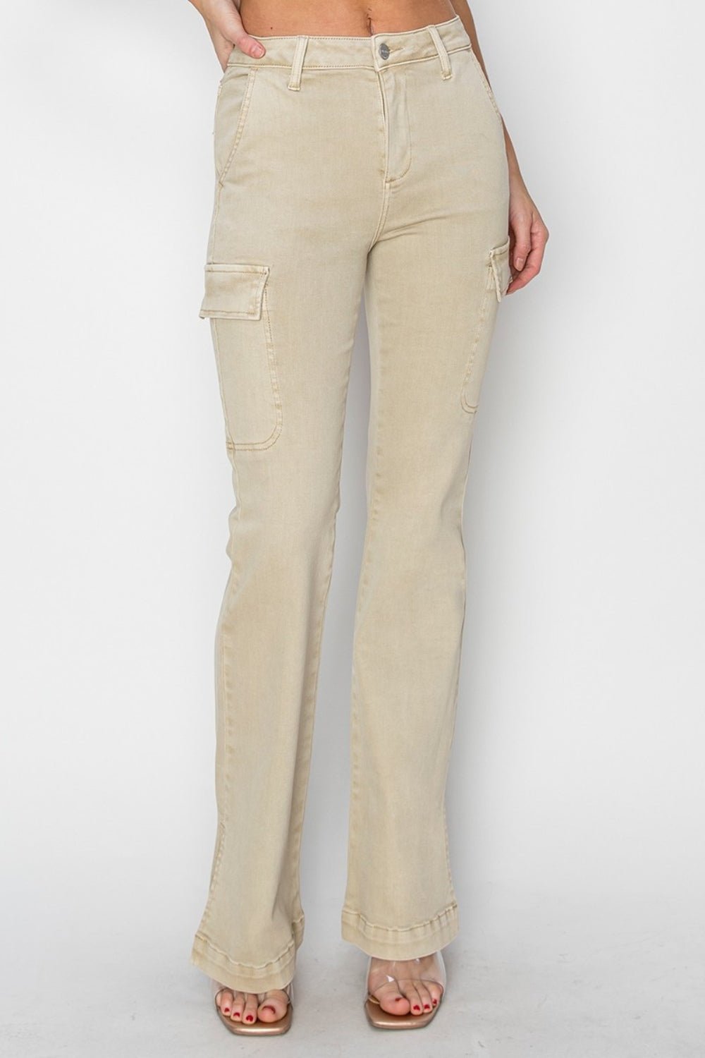 Daria High Rise Side Slit Cargo Bootcut Jeans - Driftwood Boutique