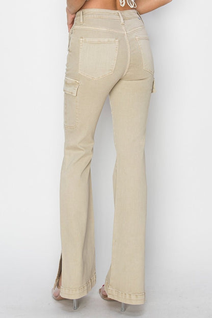 Daria High Rise Side Slit Cargo Bootcut Jeans - Driftwood Boutique