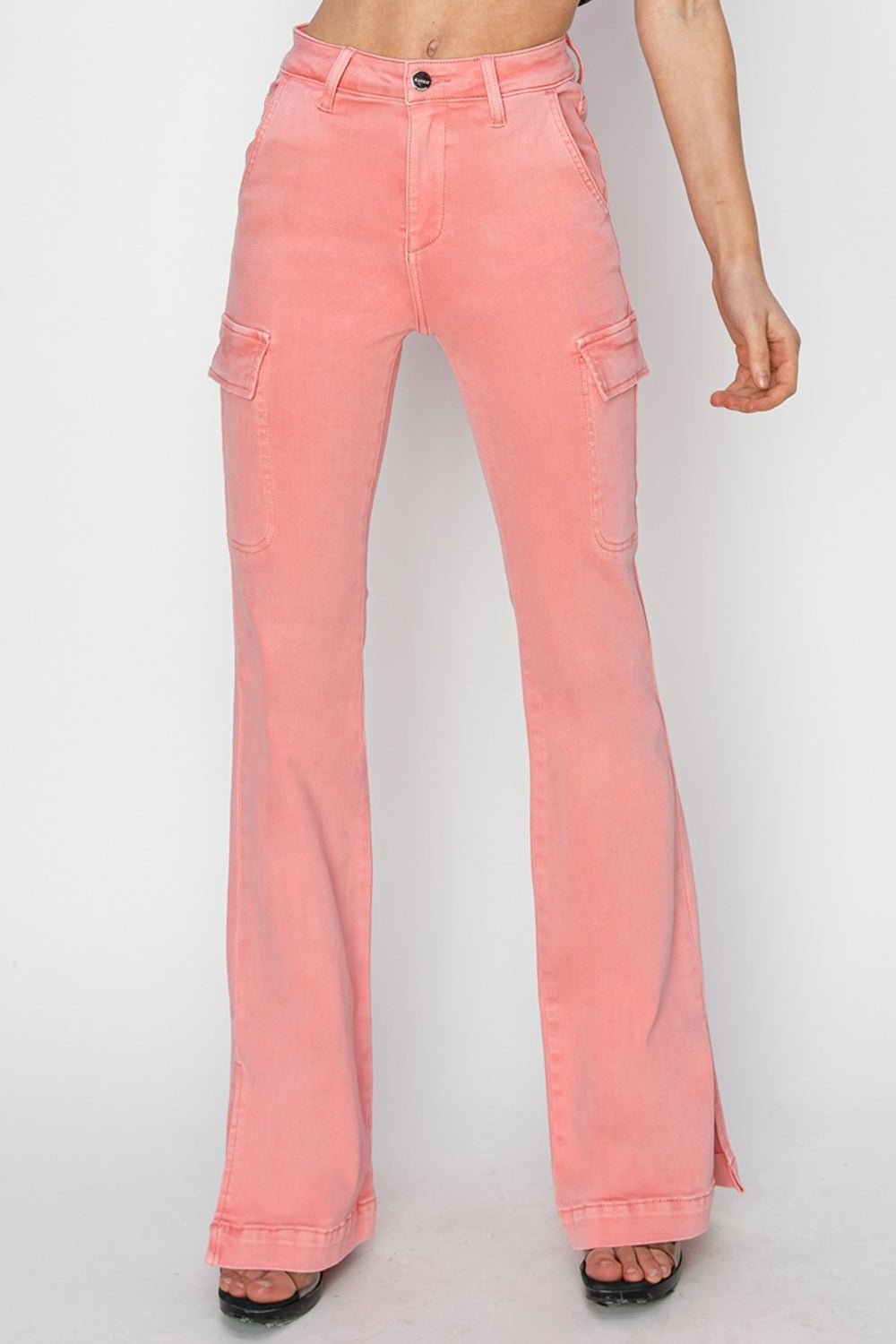 Daria High Rise Side Slit Cargo Bootcut Jeans - Driftwood Boutique