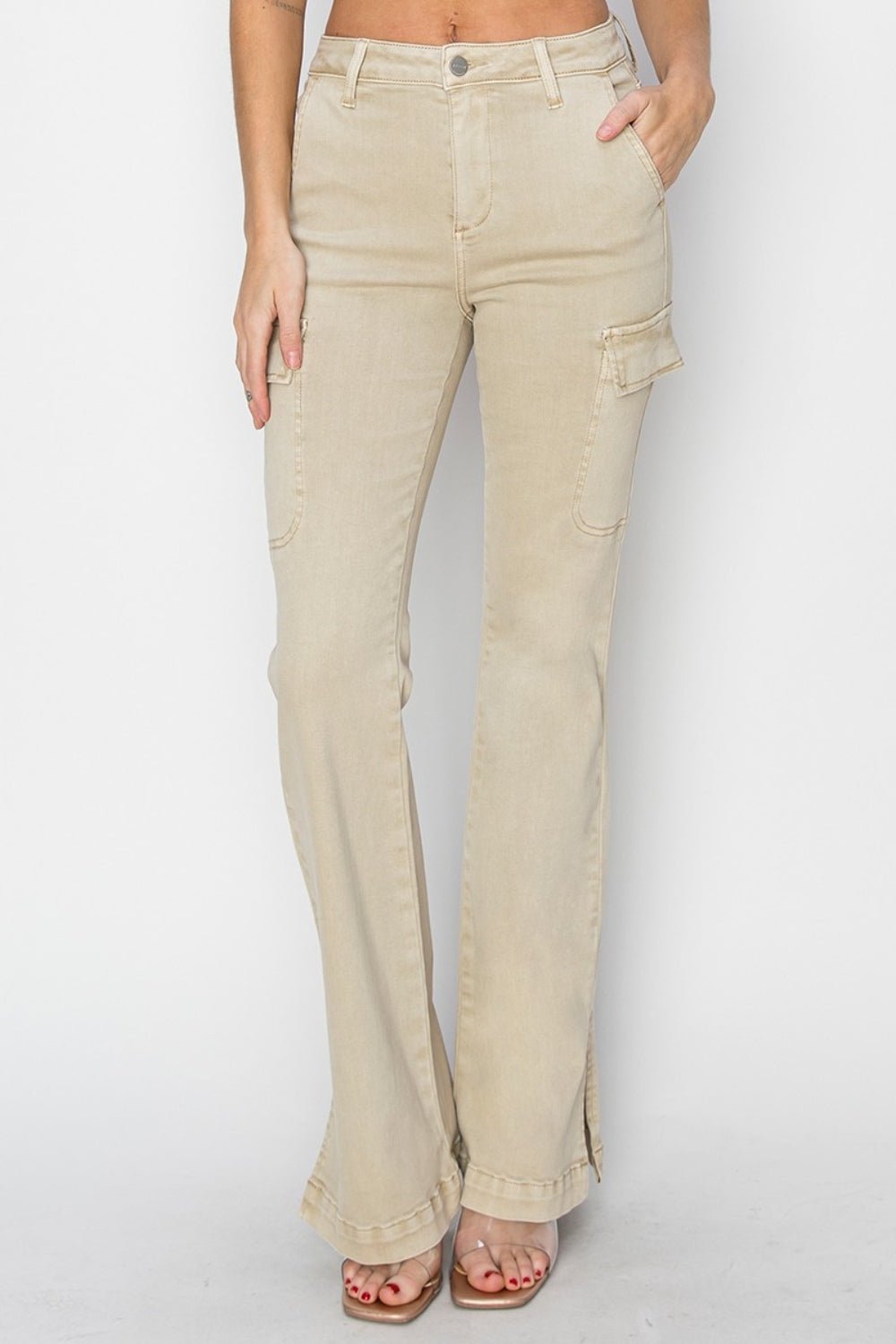 Daria High Rise Side Slit Cargo Bootcut Jeans - Driftwood Boutique