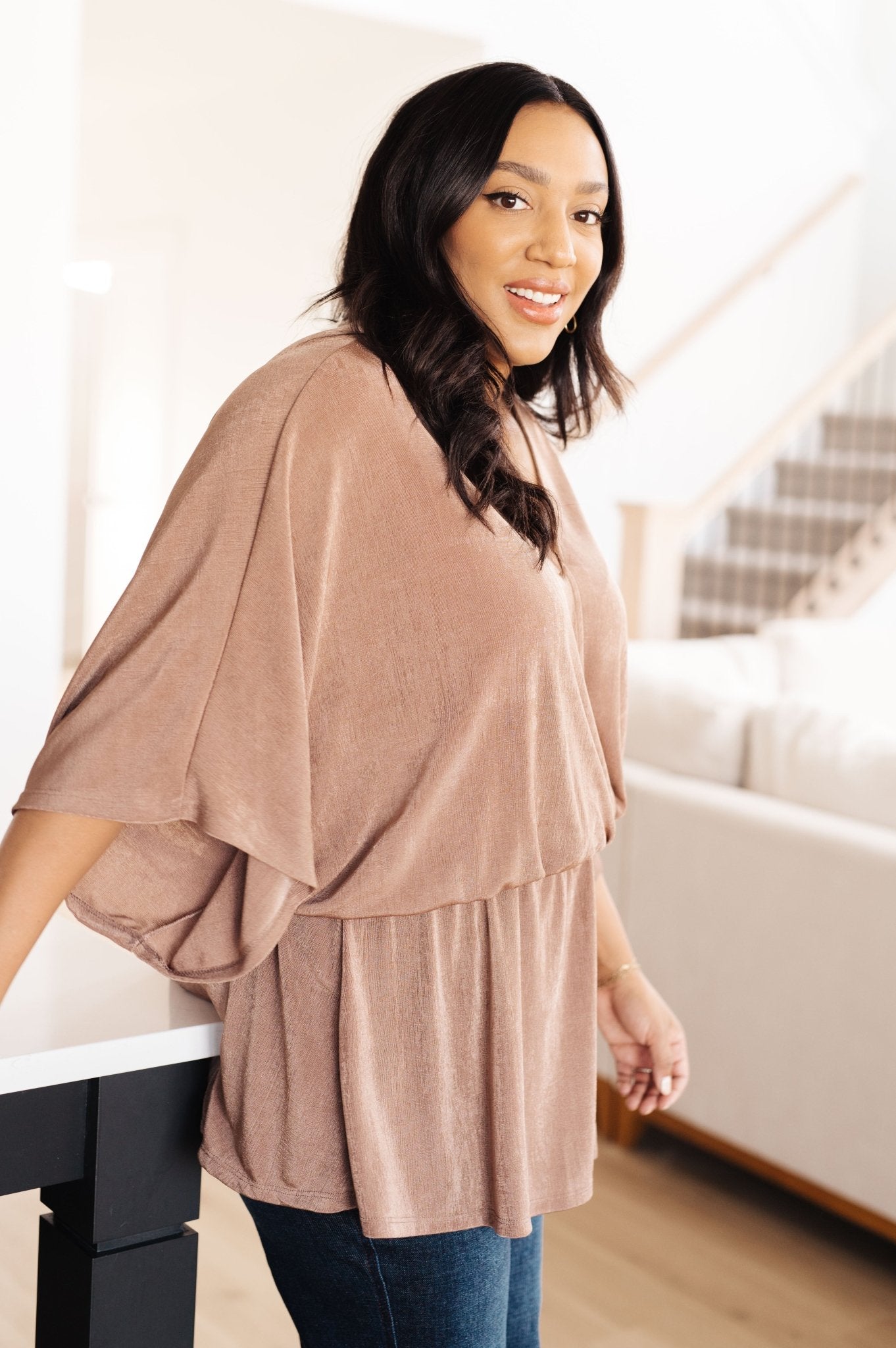 Dazzlingly Draped V - Neck Blouse - Driftwood Boutique