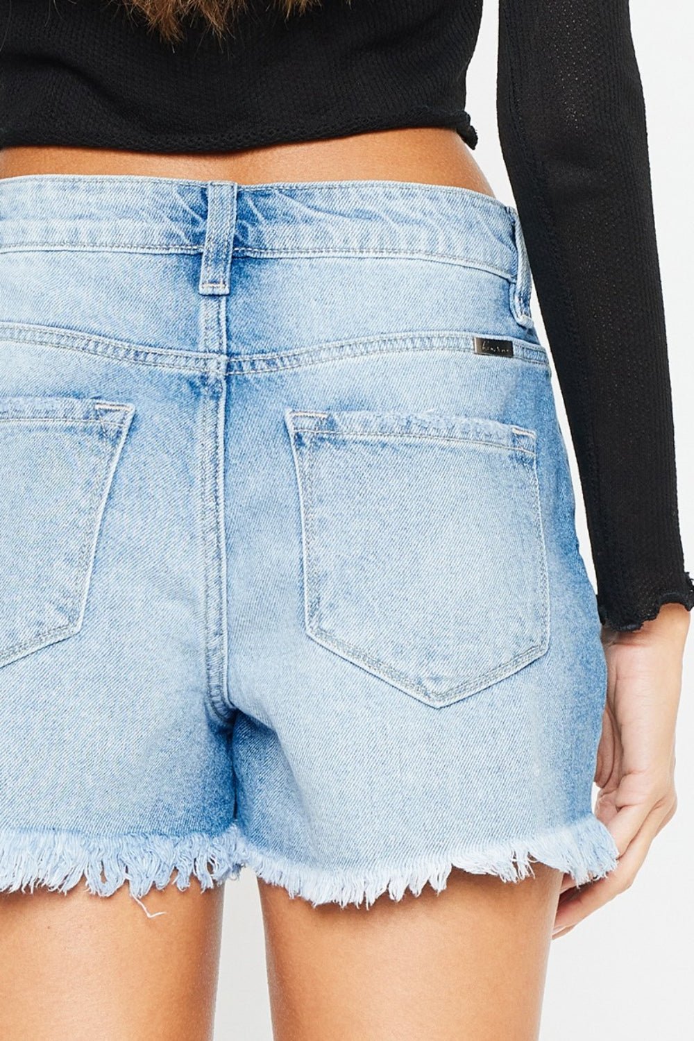 Delayne High Waist Frayed Denim Shorts - Driftwood Boutique