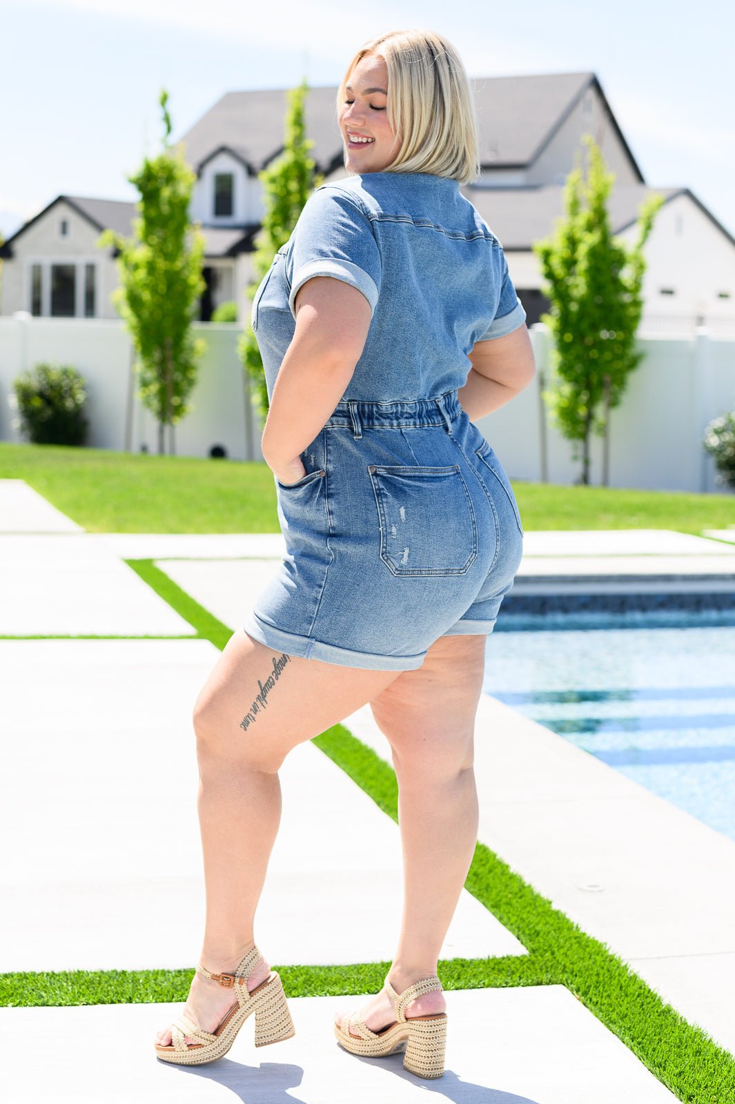 Delia High Rise Short Sleeve Romper - Driftwood Boutique
