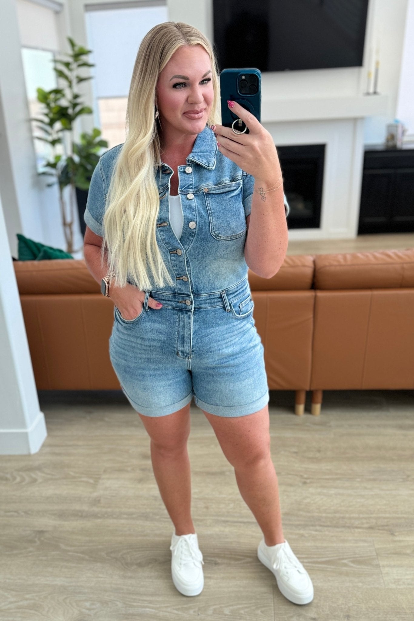 Delia High Rise Short Sleeve Romper - Driftwood Boutique