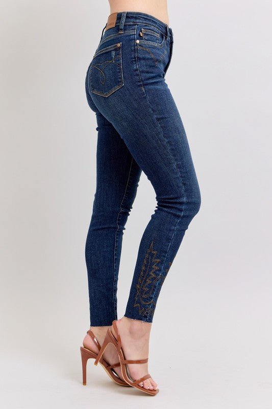 Dolly High Rise Western Embroidered Skinny Jeans - Driftwood Boutique