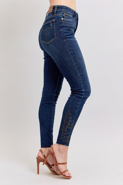 Dolly High Rise Western Embroidered Skinny Jeans - Driftwood Boutique