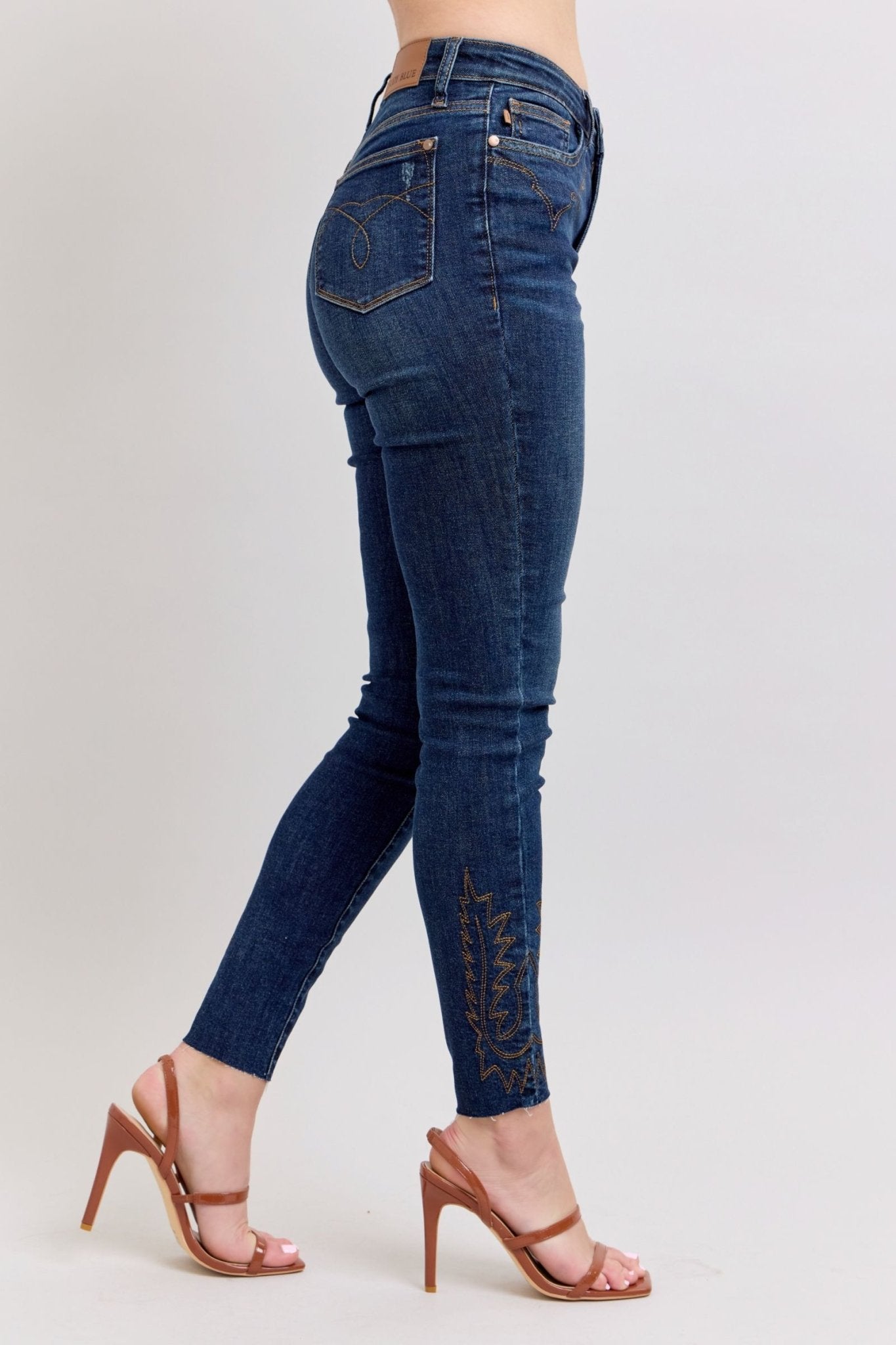 Dolly High Rise Western Embroidered Skinny Jeans - Driftwood Boutique
