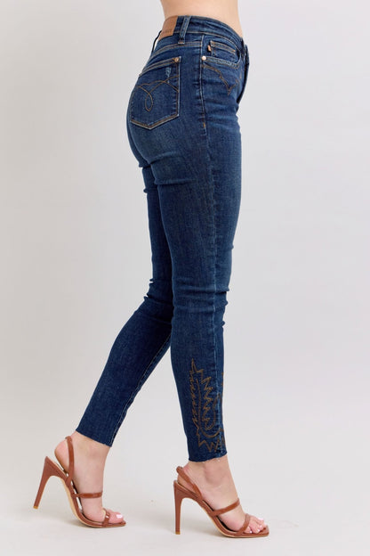 Dolly High Rise Western Embroidered Skinny Jeans - Driftwood Boutique