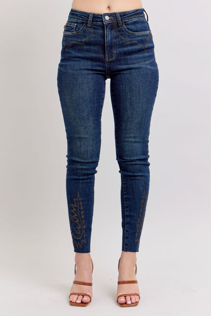 Dolly High Rise Western Embroidered Skinny Jeans - Driftwood Boutique