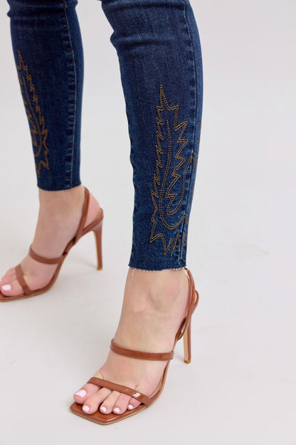 Dolly High Rise Western Embroidered Skinny Jeans - Driftwood Boutique