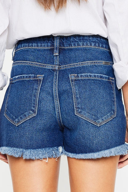 Donnie High Rise Frayed Hem Denim Shorts - Driftwood Boutique
