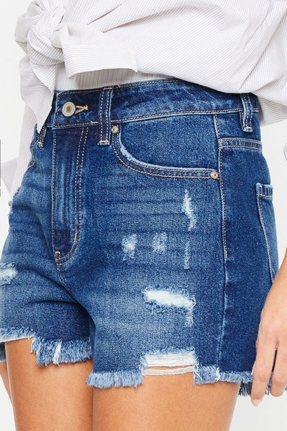 Donnie High Rise Frayed Hem Denim Shorts - Driftwood Boutique