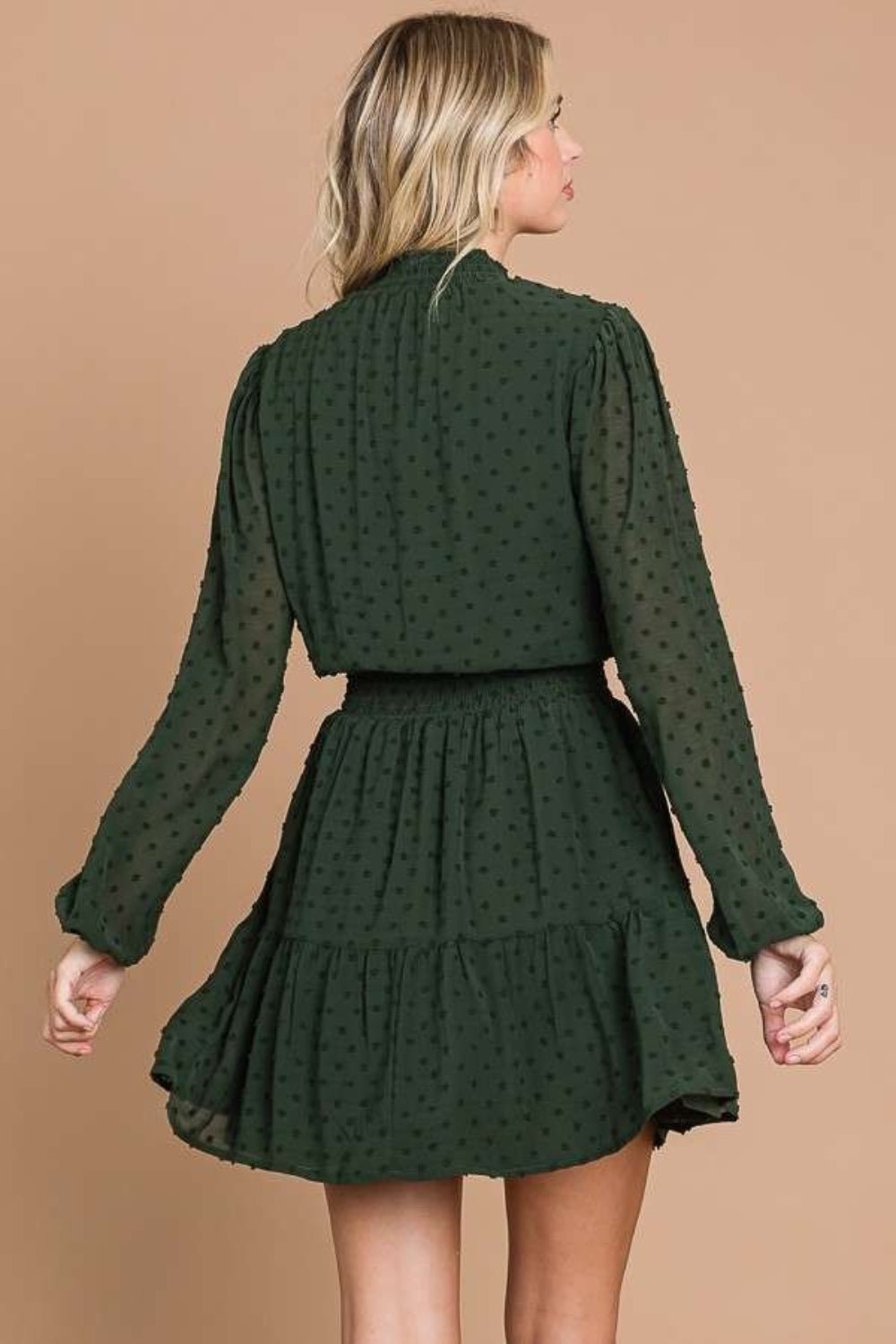 Don't Fall For It Swiss Dot Smock Neck Mini Dress with Pockets - Driftwood Boutique