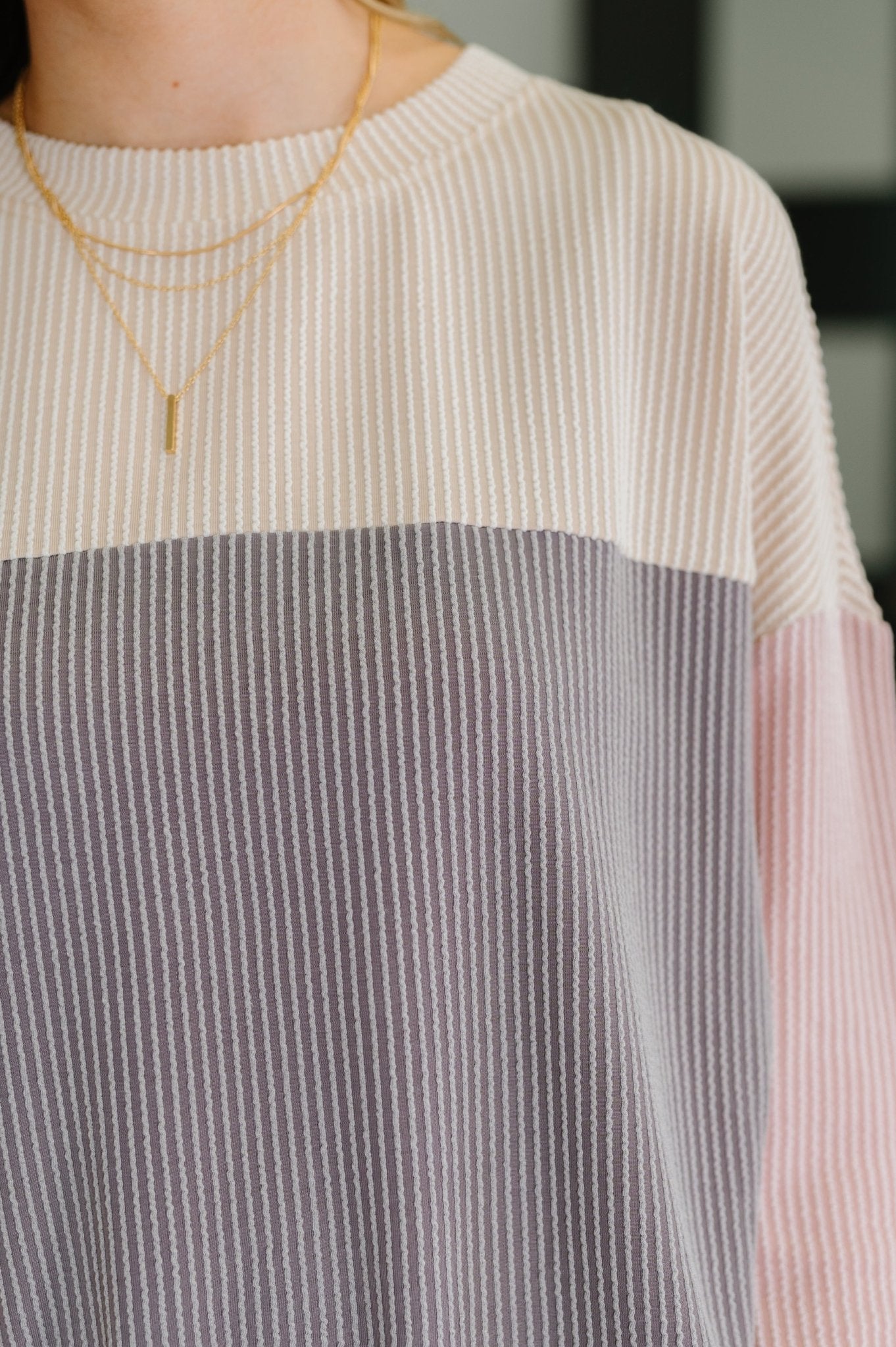 Dual Tones Cable Ribbed Knit Sweater - Driftwood Boutique