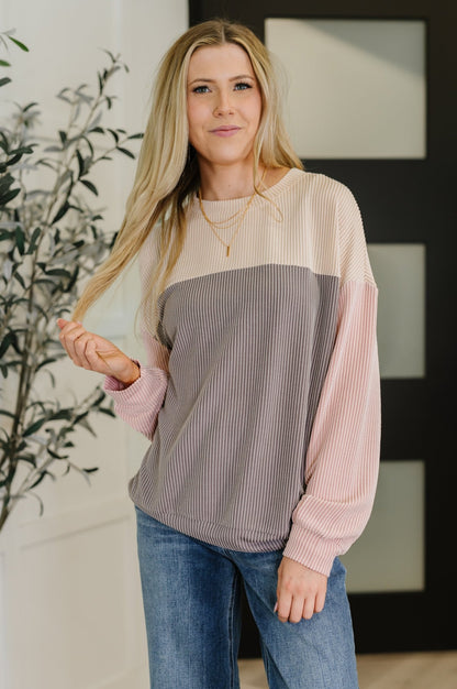 Dual Tones Cable Ribbed Knit Sweater - Driftwood Boutique