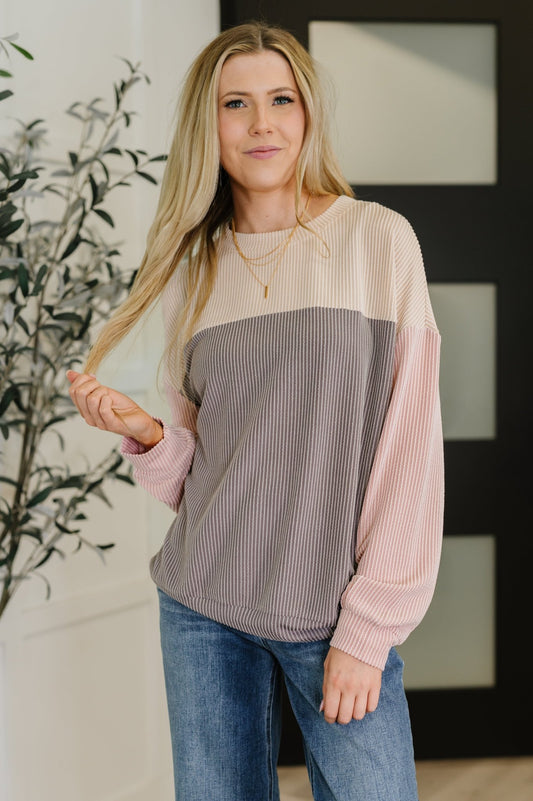 Dual Tones Cable Ribbed Knit Sweater - Driftwood Boutique