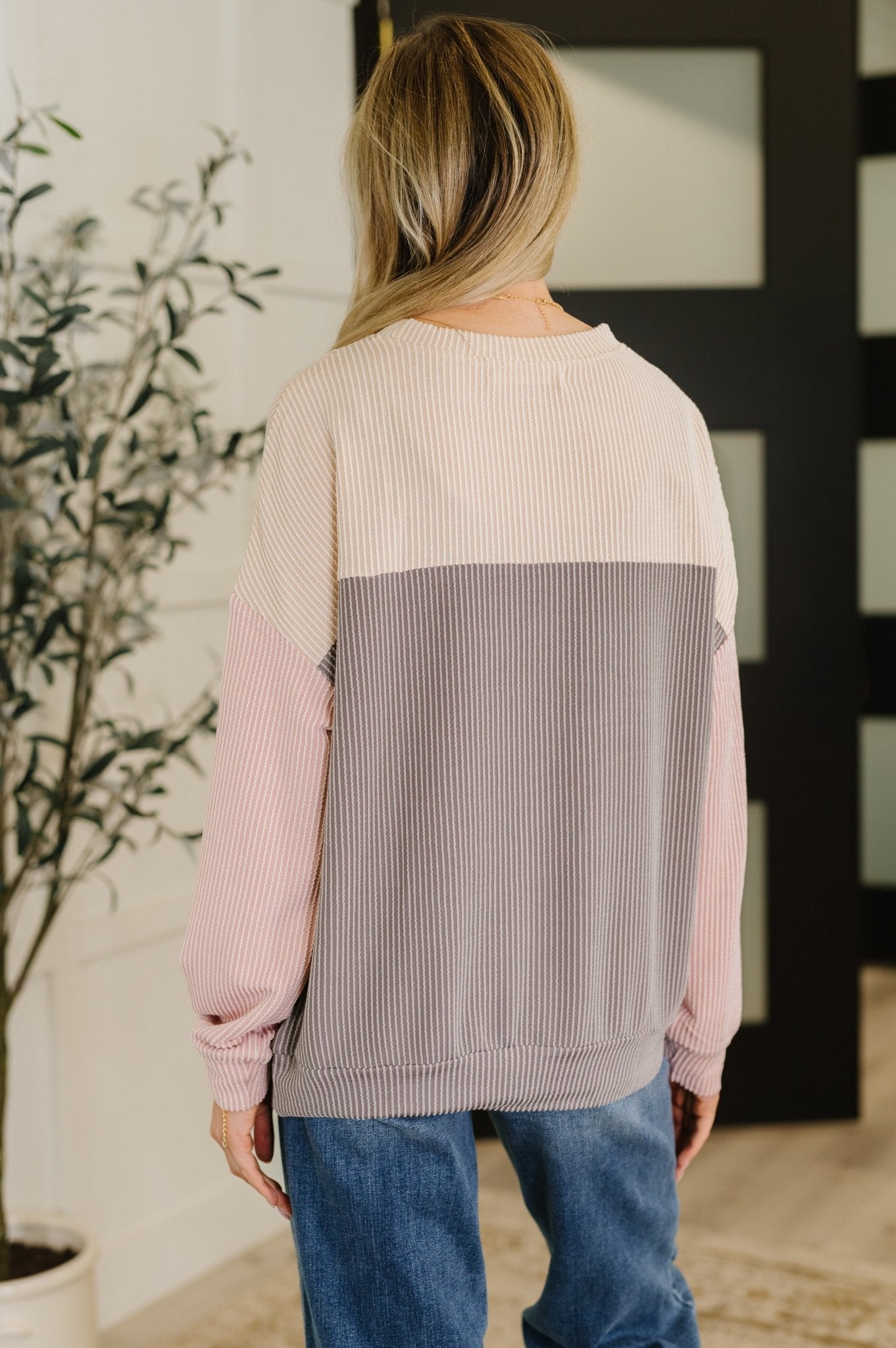 Dual Tones Cable Ribbed Knit Sweater - Driftwood Boutique