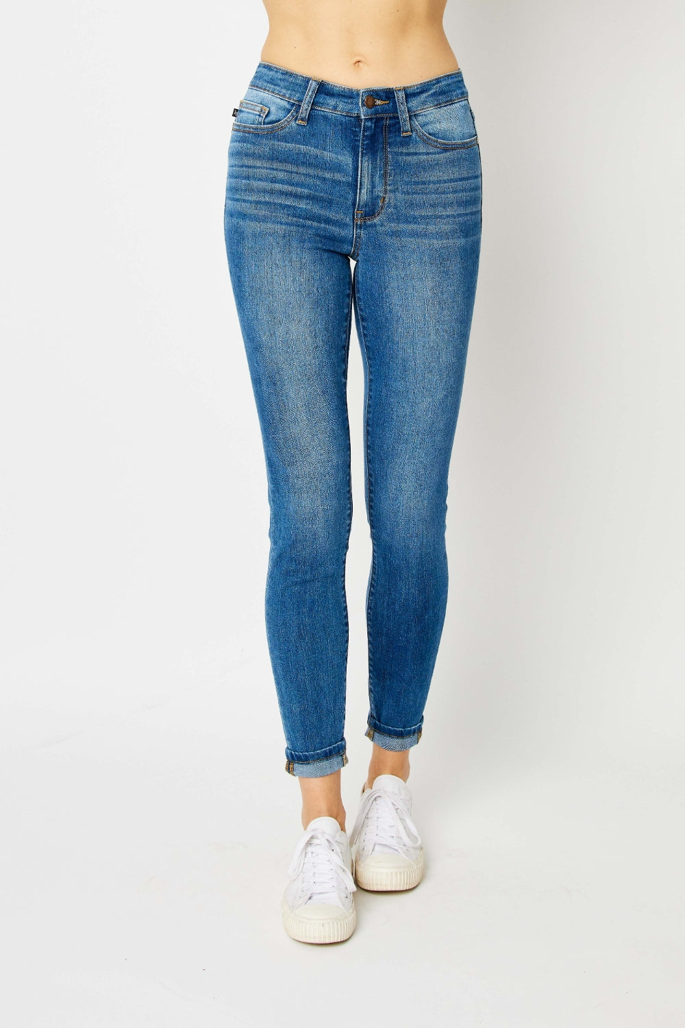 Britt Mid Rise Cuffed Hem Skinny Jeans