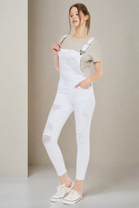 Camilla Distressed Skinny Denim Overalls