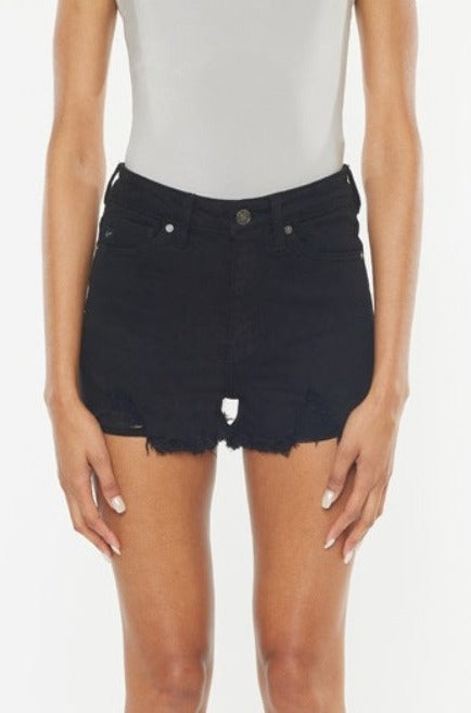 Della High Rise Raw Hem Denim Shorts